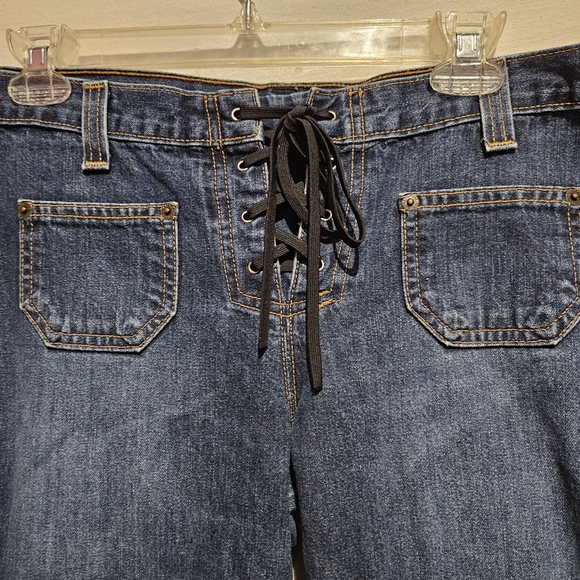 Vintage Y2K Abercrombie and Fitch Lace-Up Boot Cut Jeans Sz 10. - Picture 3 of 8